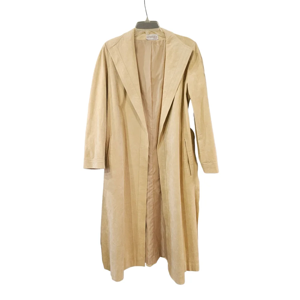 Vintage Ultrasuede By Count Romi All Weather Belted Trench Coat Camel Tan Size 8